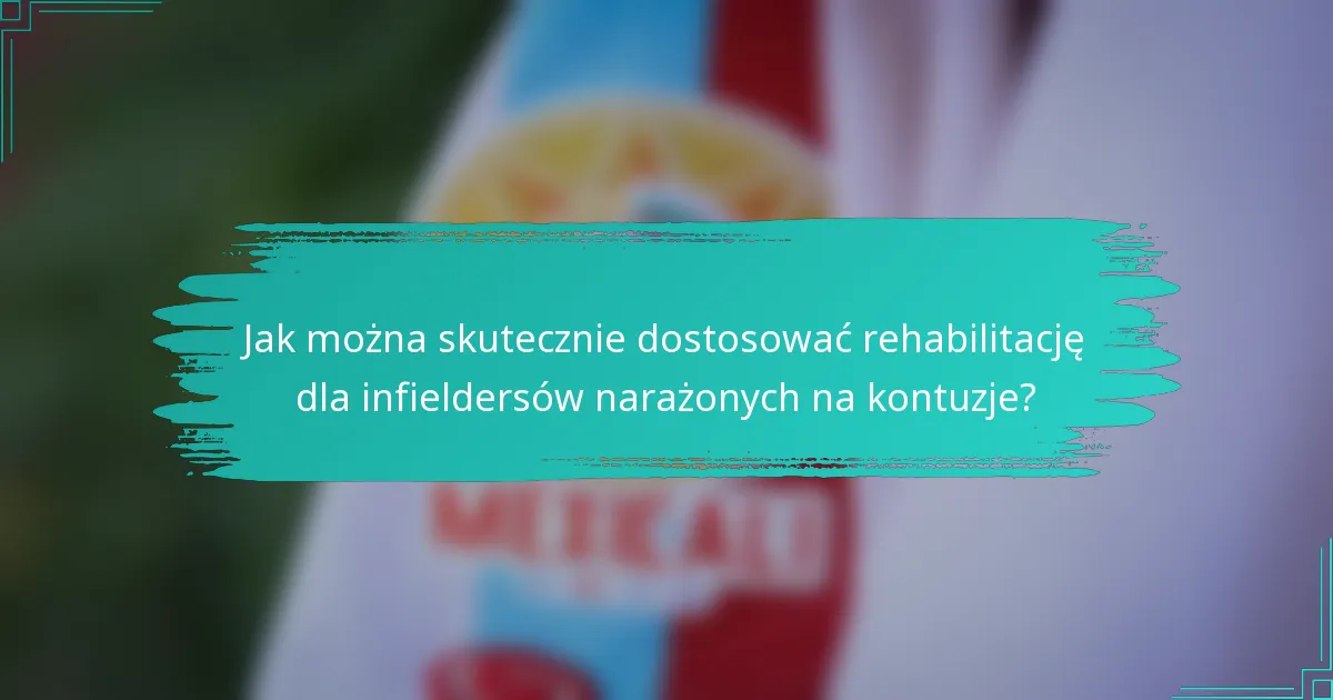 Jak można skutecznie dostosować rehabilitację dla infieldersów narażonych na kontuzje?